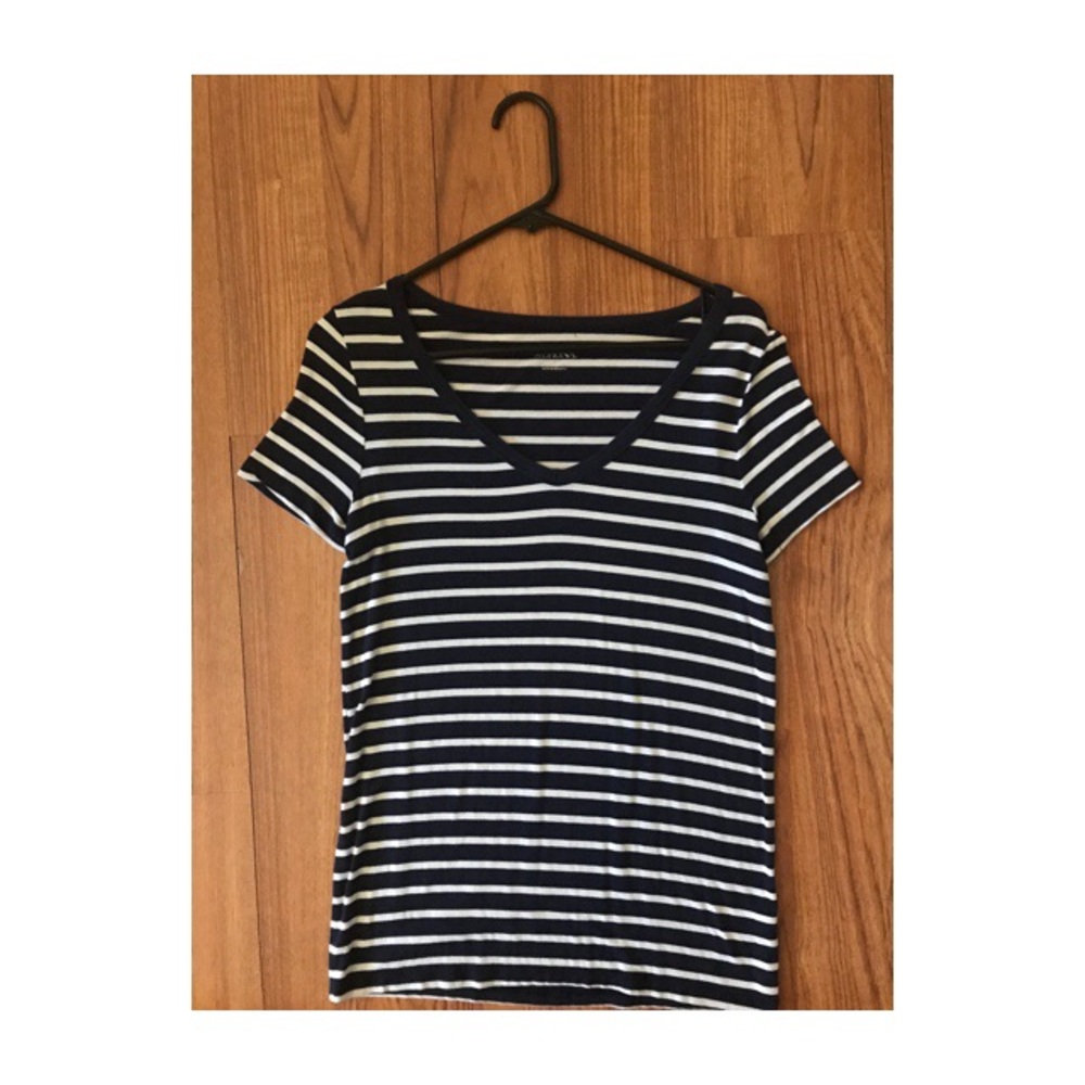 Small Blue & White Stripped Merona V-Neck Shirt